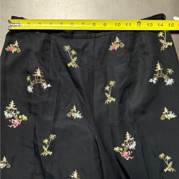 Vintage Talbots Silk Blend Pagoda Palm Tree Embroidered‎ Cropped Pant Trouser - Picture 11 of 16